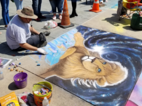 chalk art crowd news story
